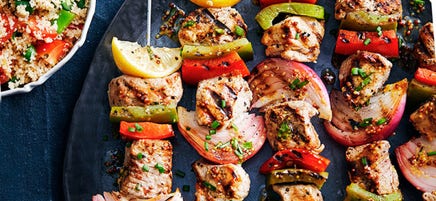 Brochettes de porc sauce miel et moutarde