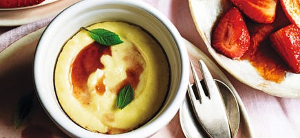 Ricotta au four avec fraises au vinaigre balsamique