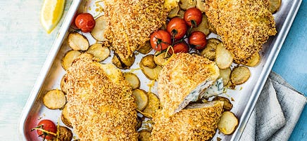 Chicken kiev tray bake