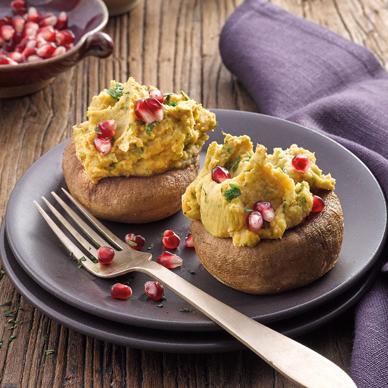 Ofenchampignons mit Kichererbsenfüllung