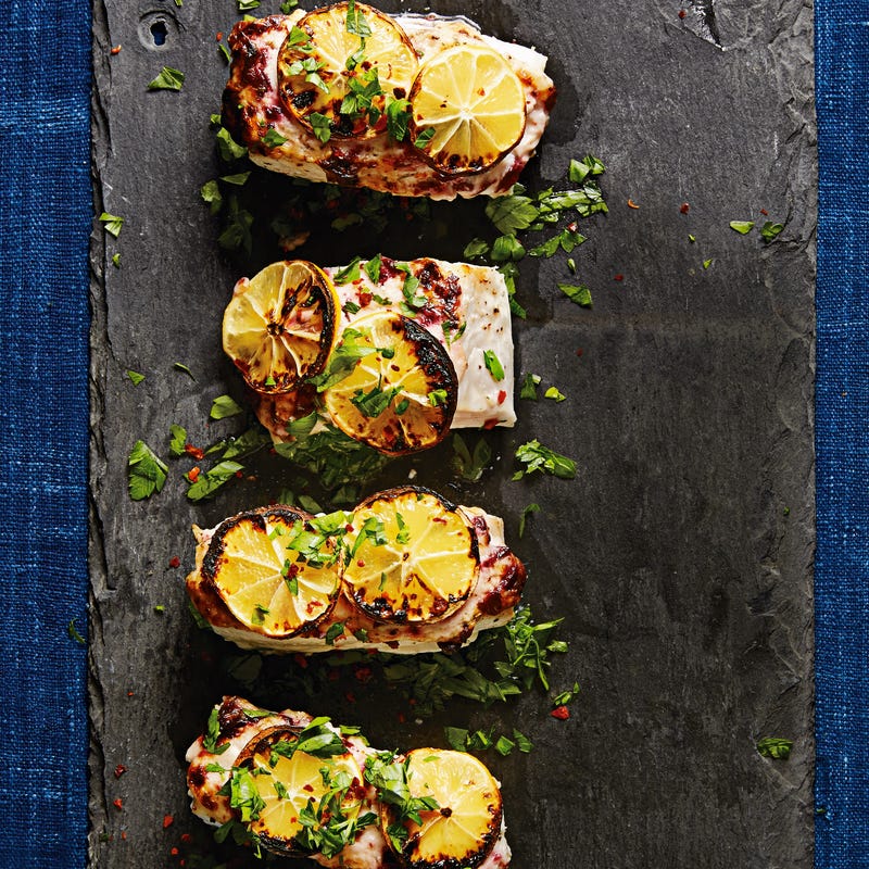 Photo of Grilled halibut with charred lemons by WW