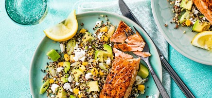 Blackened salmon with quinoa salad