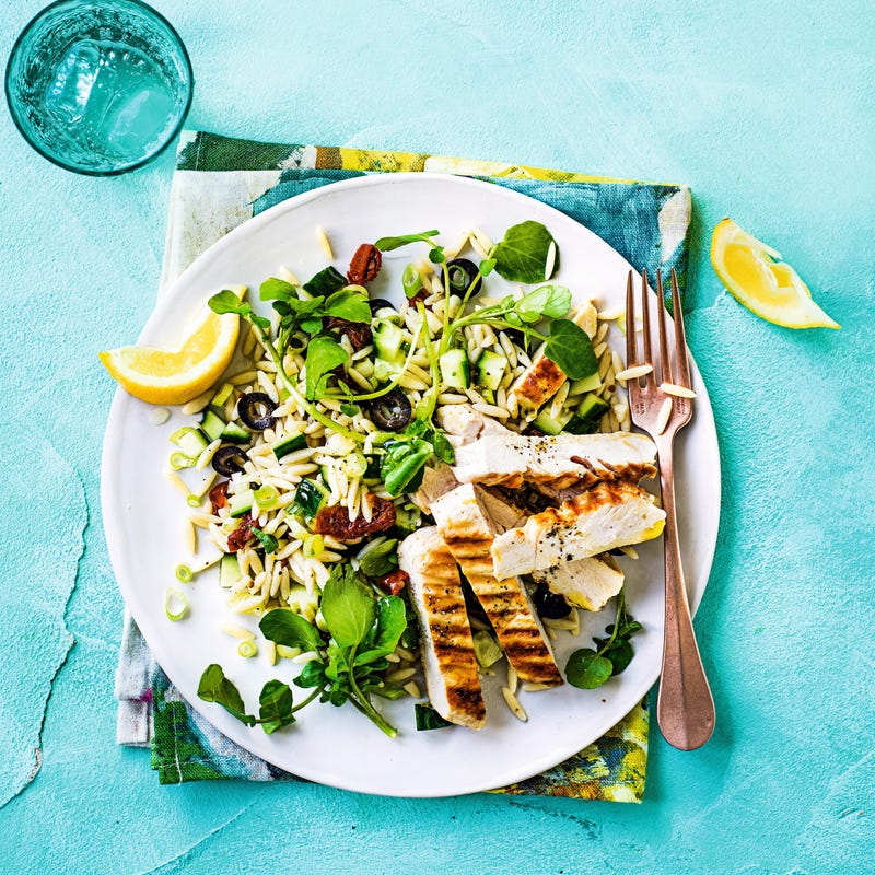 Photo of Griddled chicken with Mediterranean orzo salad by WW