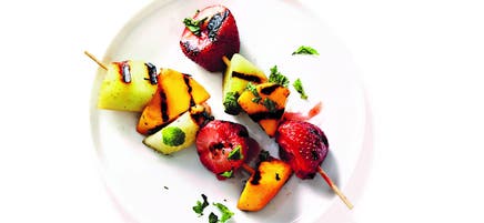 Barbecued fruit skewers