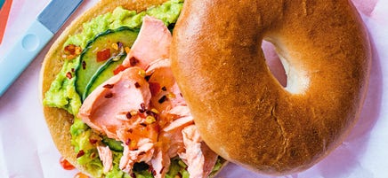 Salmon & avocado bagel