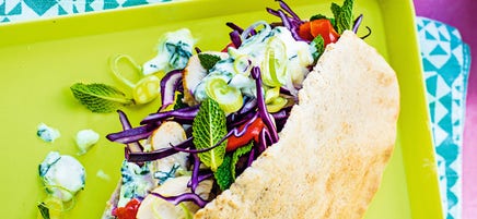 Greek-style chicken pitta