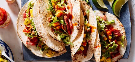 Ham Tacos with Mango Pineapple Salsa