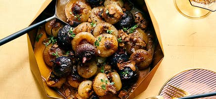 Oignons braisés aux champignons porcini