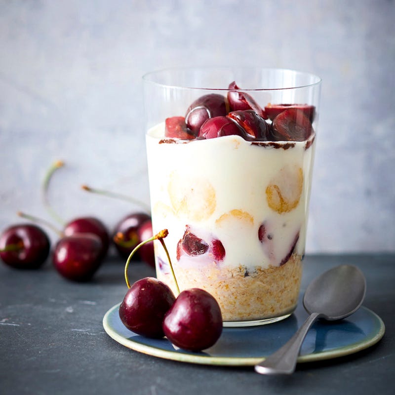 Foto van Overnight oats met banaan en kers door WW