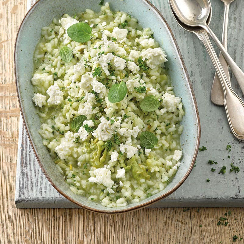 Limetten-Avocado-Risotto mit Schafskäse