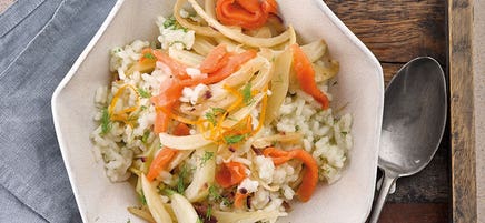 Fenchelrisotto mit Räucherlachs