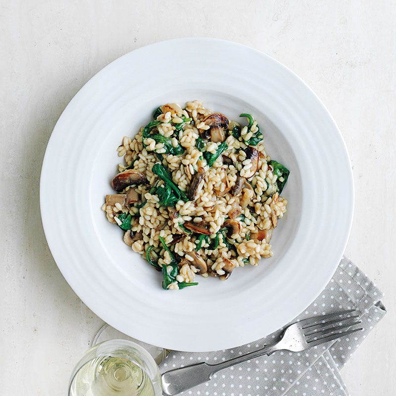Pilzrisotto mit Spinat und Parmesan