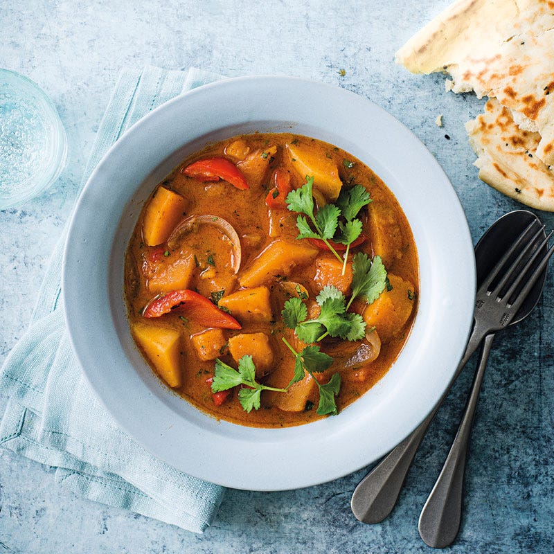 Rotes Paprika-Kürbis-Curry