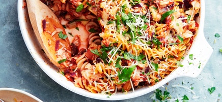 Tuna pasta bake with Parmesan gremolata