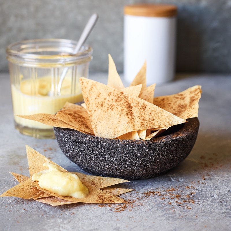 Filo-Zimt-Chips mit Mangodip