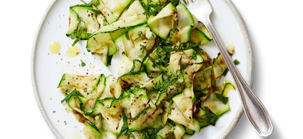 Griddled courgette with mint