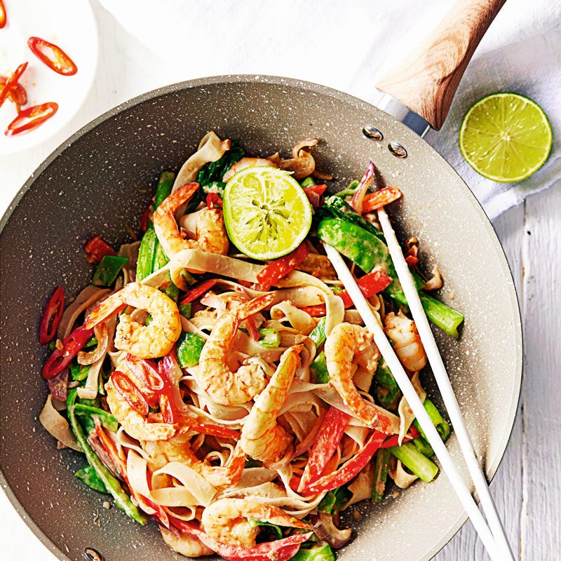 Photo of Satay prawns & rice noodle stir-fry by WW