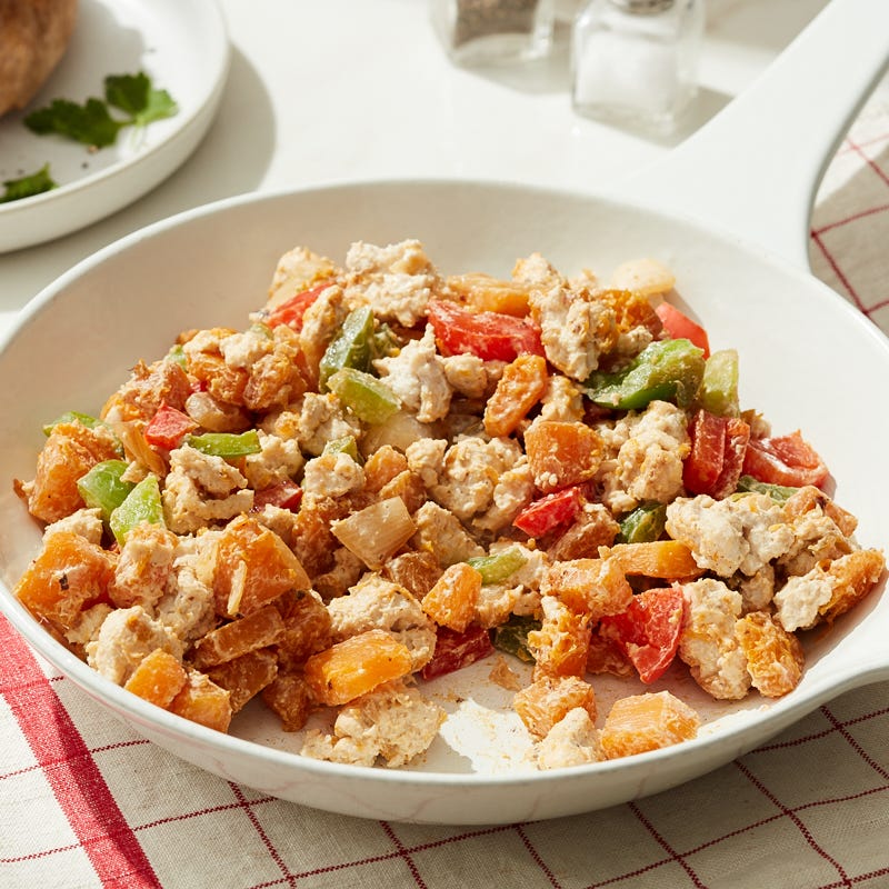 Photo of Cat Cora’s turkey-butternut squash sauté by WW