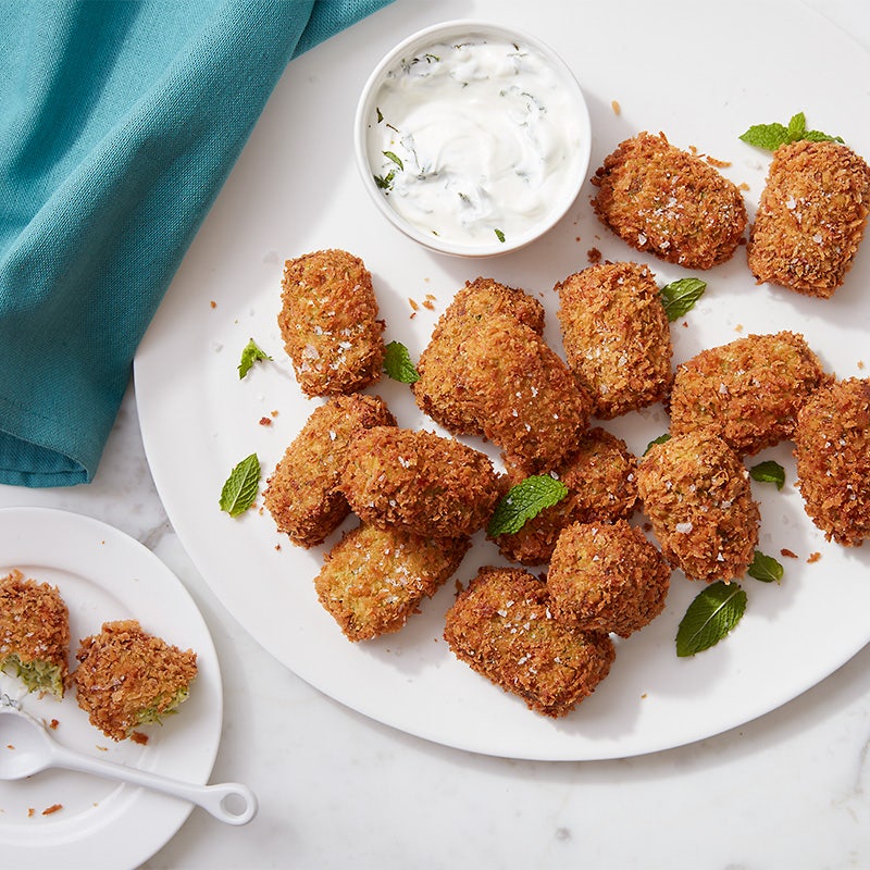 Cat Cora’s air-fryer zucchini tots with yogurt sauce