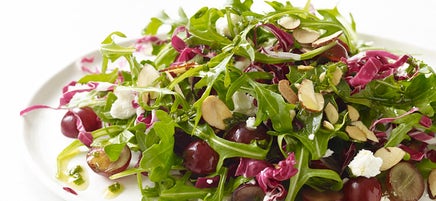 Arugula and Radicchio with Grapes, Goat Cheese and Champagne Vinaigrette