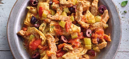 Kalbsgeschnetzeltes mit Oliven und Artischockenherzen