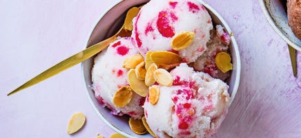Vegan almond milk & raspberry ice 'cream'