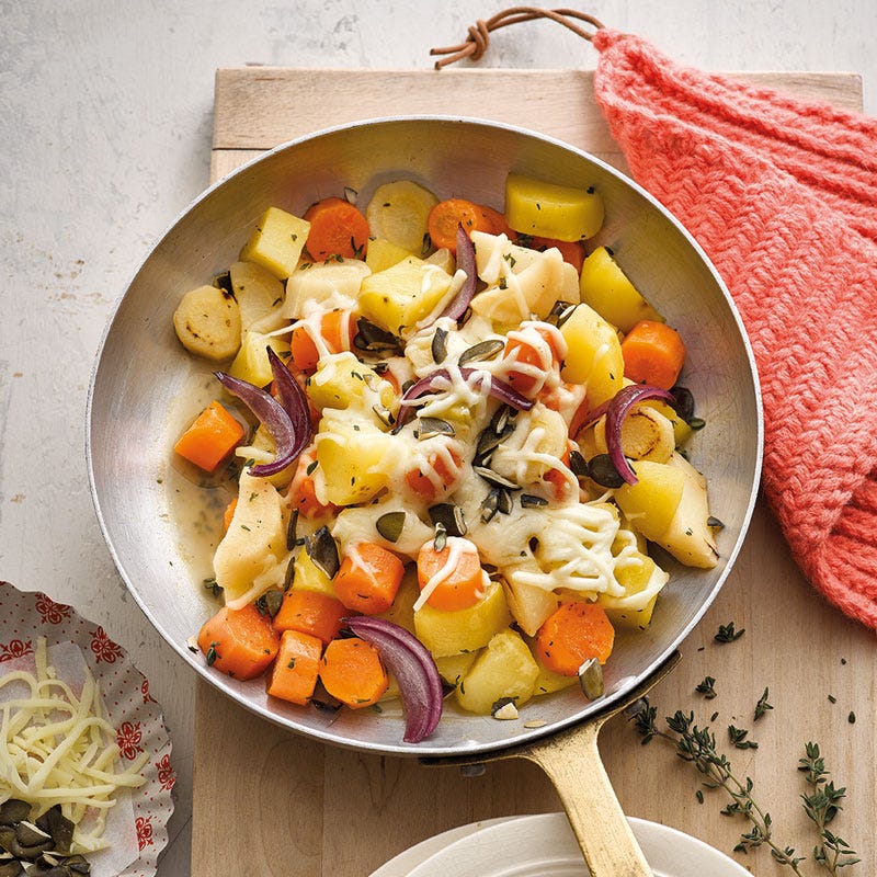 Wurzelgemüsepfanne mit Käse
