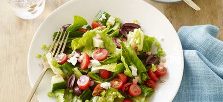 Greek Salad with Feta, Kalamata Olives and Red Wine Vinaigrette