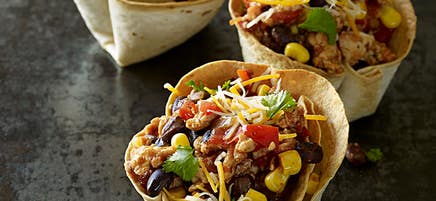 Coupes tacos à la dinde et au pain plat
