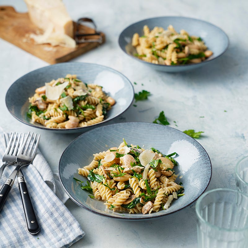ViktVäktarna - Pasta med svamp, bondbönor och parmesan