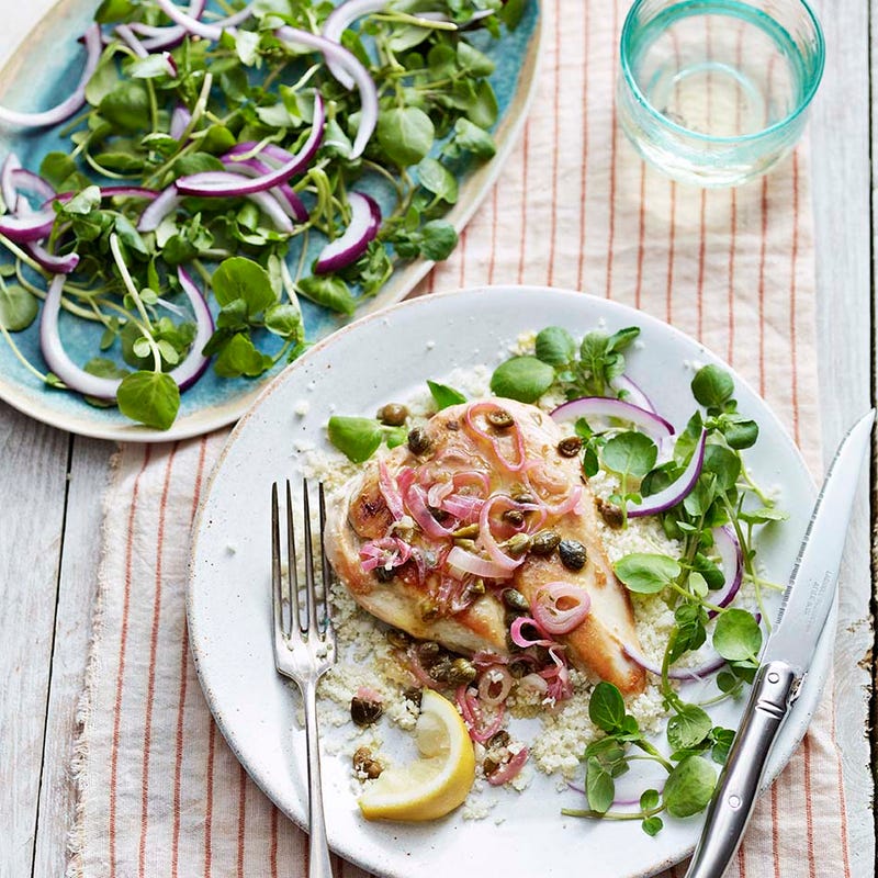 Photo of Butterflied chicken with a lemon, caper & shallot sauce by WW