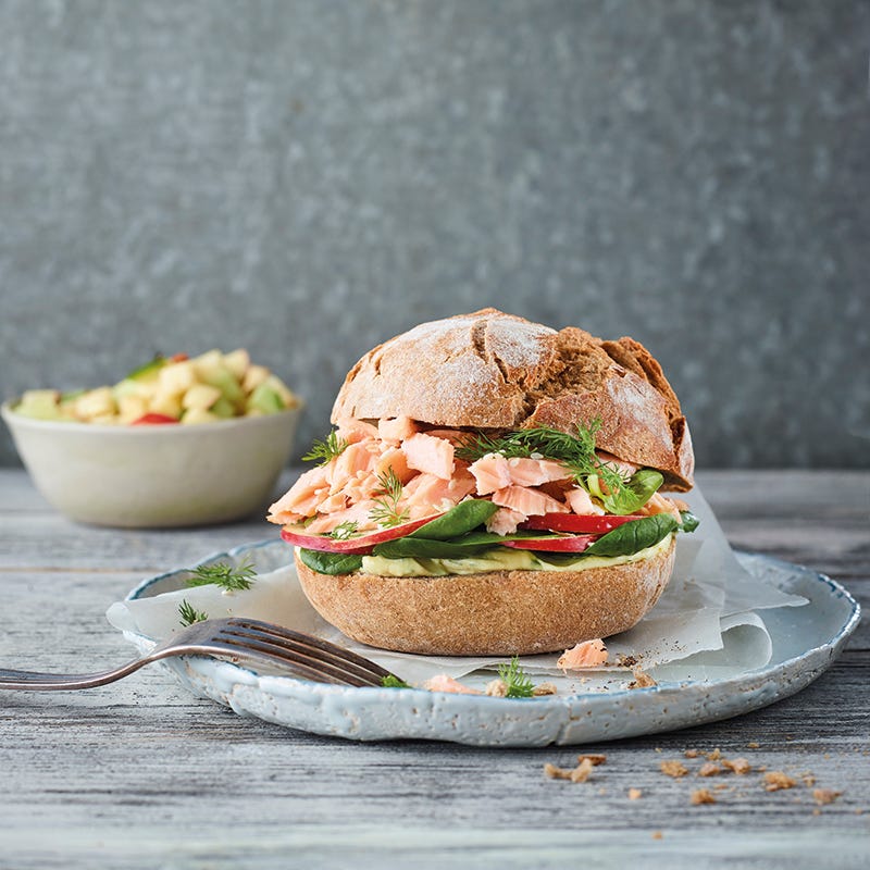 Foto van Pulled-zalmburger met honing-mosterdcrème door WW