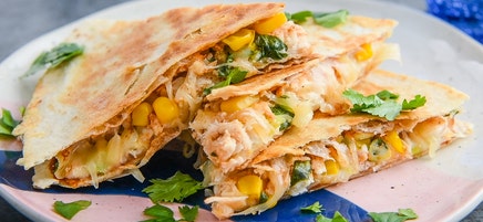 Barbecue chicken & sweetcorn quesadilla