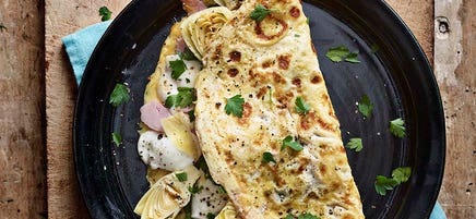 Ham, mozzarella & artichoke omelette