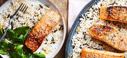 Miso & orange glazed salmon