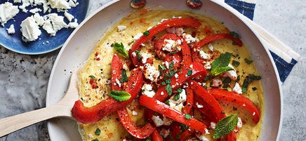 Red pepper & feta omelette
