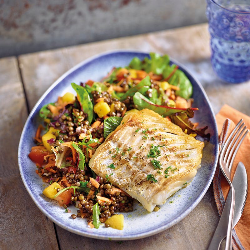Foto van Warme linzensalade met kabeljauw door WW