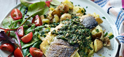 Sea bass with salsa verde