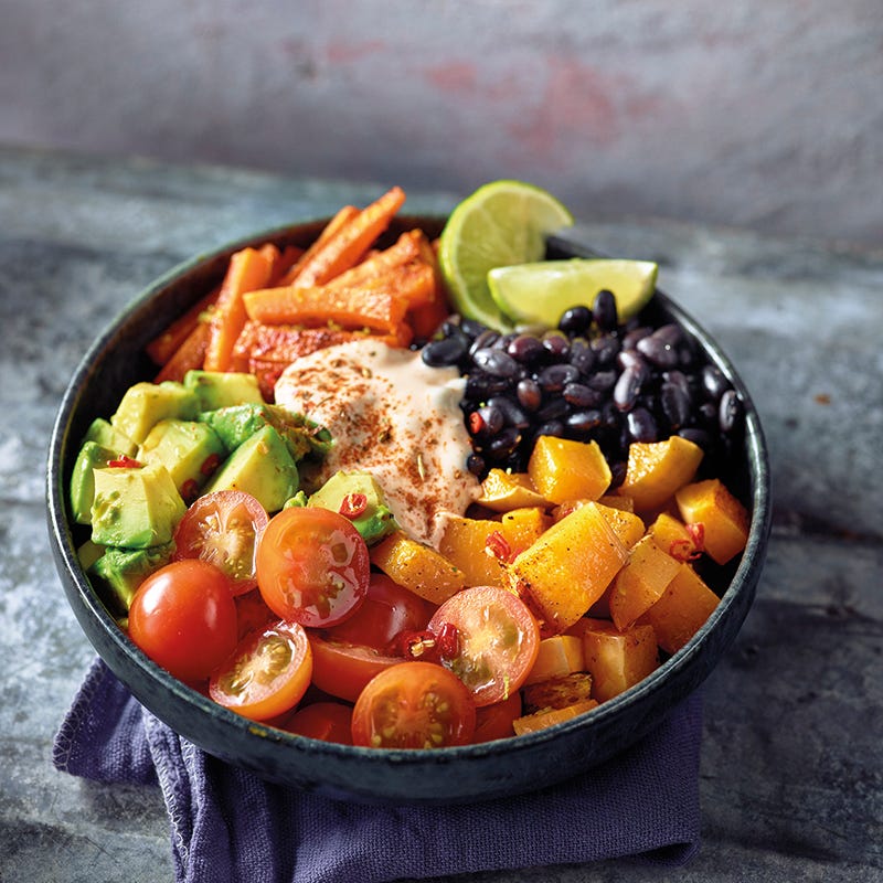 Foto van Boeddhabowl met zwarte bonen door WW