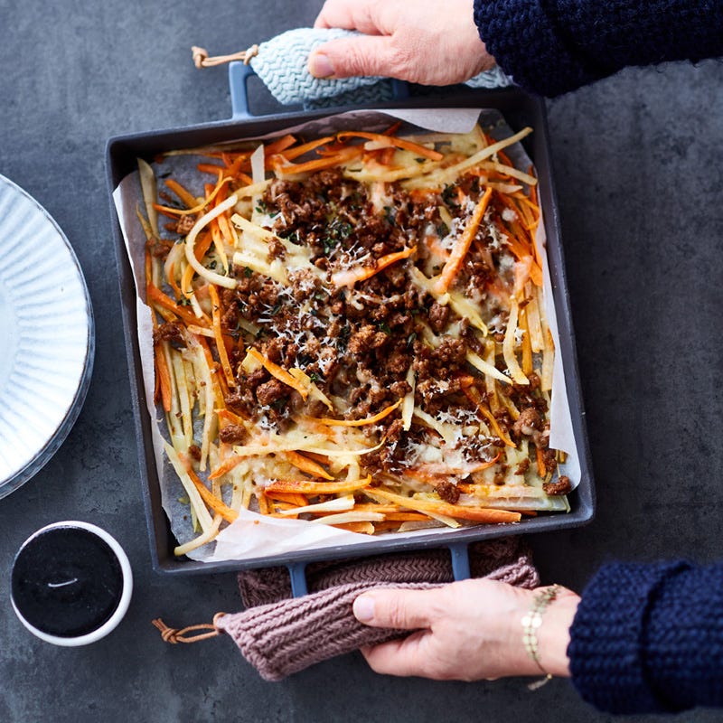 Überbackene Gemüsepommes mit Tatar