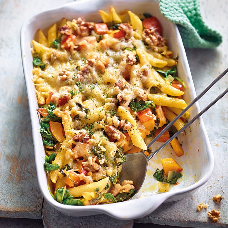 Foto van Gegratineerde penne met pompoen en spinazie door WW