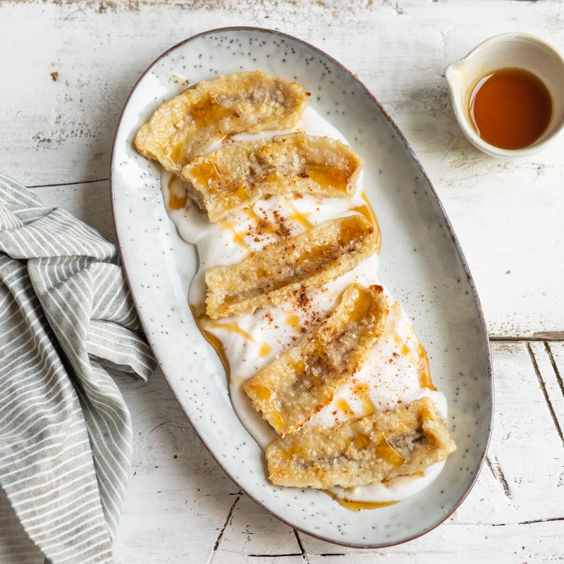 Foto van Gebakken banaan uit de oven met sesam en kokosyoghurt door WW