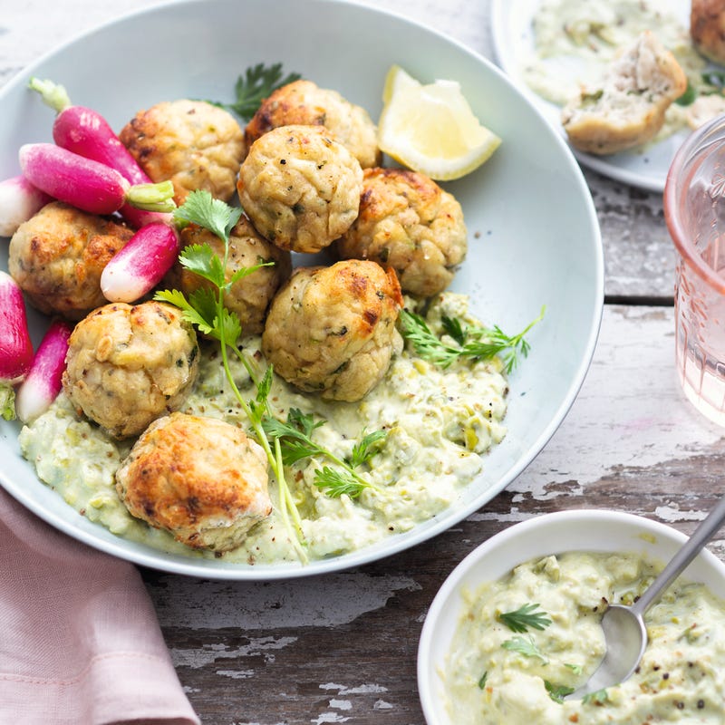 Photo de Boulettes de poulet et écrasée de petits pois prise par WW