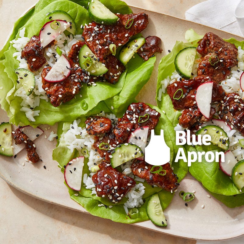 Photo of Korean BBQ Chicken Lettuce Cups with Sesame Cucumber Salad & Jasmine Rice by WW