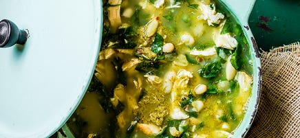 Pesto chicken soup