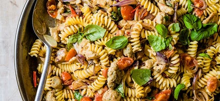 Chicken sausage and cherry tomato pasta