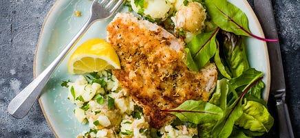 Breaded lemon turkey steaks