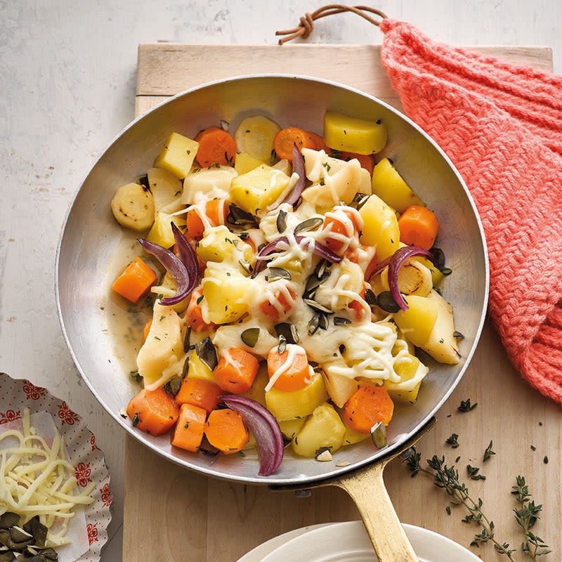 Wurzelgemüsepfanne mit Käse
