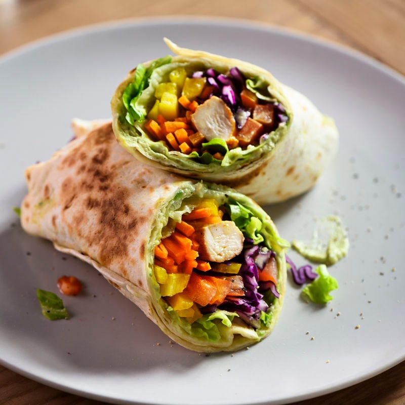 Rainbow-Wraps mit Avocadohummus