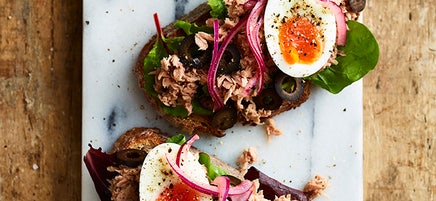 Tuna Nicoise open sandwich